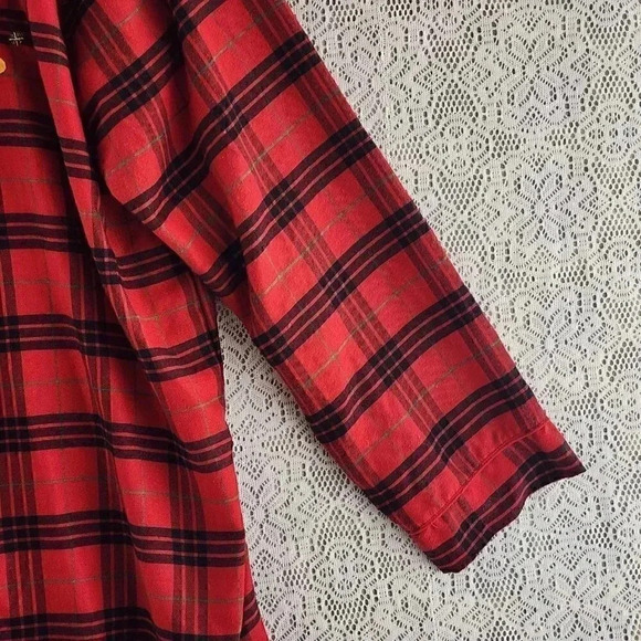 Disney Japan Button Up red plaid Mickey mouse Pajamas Top Men's XL - Picture 4 of 9